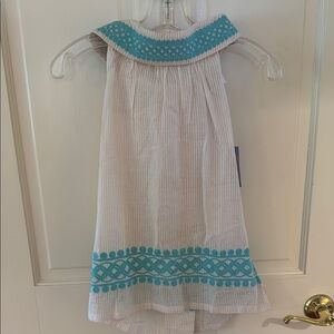 Sail to Sable Embroidered White Blue and pink Jackie O Top